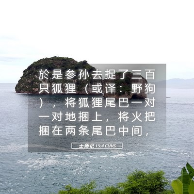 Picture 05 - 士 师 记 15:4 CUVS - 於 是 参 孙 去 捉 了 三 百 只 狐 狸 - Bible Verse Picture