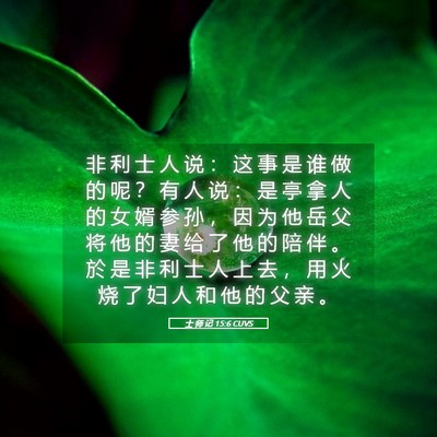 Picture 05 - 士 师 记 15:6 CUVS - 非 利 士 人 说 ： 这 事 是 谁 做 的 - Bible Verse Picture
