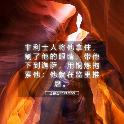 Picture 05 - 士 师 记 16:21 CUVS - 非 利 士 人 将 他 拿 住 ， 剜 了 他 - Bible Verse Picture