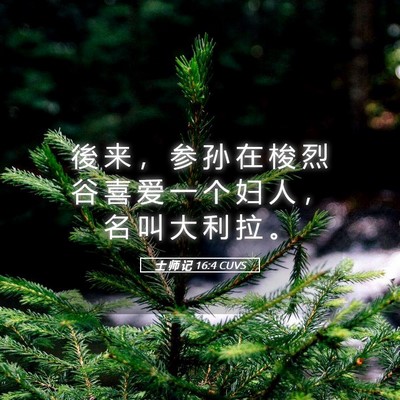 Picture 05 - 士 师 记 16:4 CUVS - 後 来 ， 参 孙 在 梭 烈 谷 喜 爱 一 - Bible Verse Picture