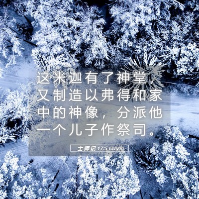 Picture 05 - 士 师 记 17:5 CUVS - 这 米 迦 有 了 神 堂 ， 又 制 造 以 - Bible Verse Picture