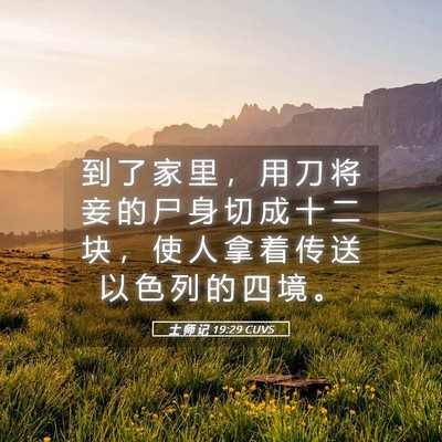 Picture 05 - 士 师 记 19:29 CUVS - 到 了 家 里 ， 用 刀 将 妾 的 尸 身 - Bible Verse Picture