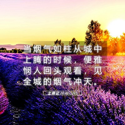 Picture 05 - 士 师 记 20:40 CUVS - 当 烟 气 如 柱 从 城 中 上 腾 的 时 - Bible Verse Picture