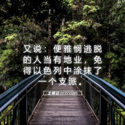 Picture 05 - 士 师 记 21:17 CUVS - 又 说 ： 便 雅 悯 逃 脱 的 人 当 有 - Bible Verse Picture