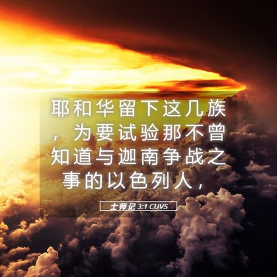 Picture 05 - 士 师 记 3:1 CUVS - 耶 和 华 留 下 这 几 族 ， 为 要 试 - Bible Verse Picture