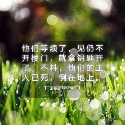 Picture 05 - 士 师 记 3:25 CUVS - 他 们 等 烦 了 ， 见 仍 不 开 楼 门 - Bible Verse Picture