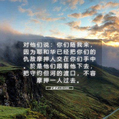 Picture 05 - 士 师 记 3:28 CUVS - 对 他 们 说 ： 你 们 随 我 来 ， 因 - Bible Verse Picture