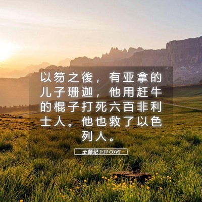 Picture 05 - 士 师 记 3:31 CUVS - 以 笏 之 後 ， 有 亚 拿 的 儿 子 珊 - Bible Verse Picture