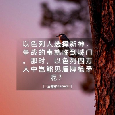 Picture 05 - 士 师 记 5:8 CUVS - 以 色 列 人 选 择 新 神 ， 争 战 的 - Bible Verse Picture