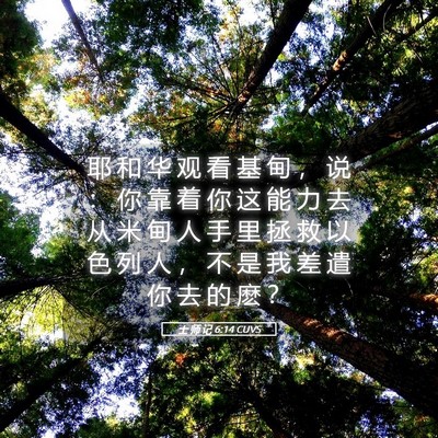 Picture 05 - 士 师 记 6:14 CUVS - 耶 和 华 观 看 基 甸 ， 说 ： 你 靠 - Bible Verse Picture