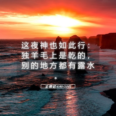Picture 05 - 士 师 记 6:40 CUVS - 这 夜 神 也 如 此 行 ： 独 羊 毛 上 - Bible Verse Picture