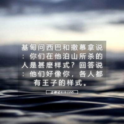 Picture 05 - 士 师 记 8:18 CUVS - 基 甸 问 西 巴 和 撒 慕 拿 说 ： 你 - Bible Verse Picture