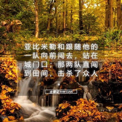 Picture 05 - 士 师 记 9:44 CUVS - 亚 比 米 勒 和 跟 随 他 的 一 队 向 - Bible Verse Picture