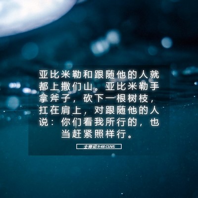 Picture 05 - 士 师 记 9:48 CUVS - 亚 比 米 勒 和 跟 随 他 的 人 就 都 - Bible Verse Picture