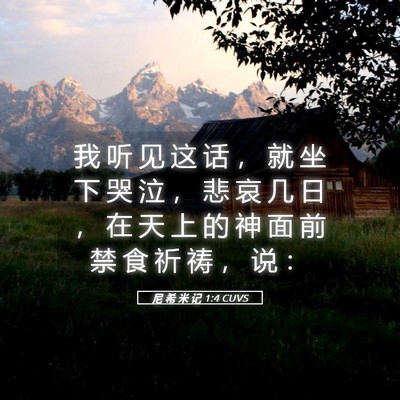 Picture 05 - 尼 希 米 记 1:4 CUVS - 我 听 见 这 话 ， 就 坐 下 哭 泣 ， - Bible Verse Picture