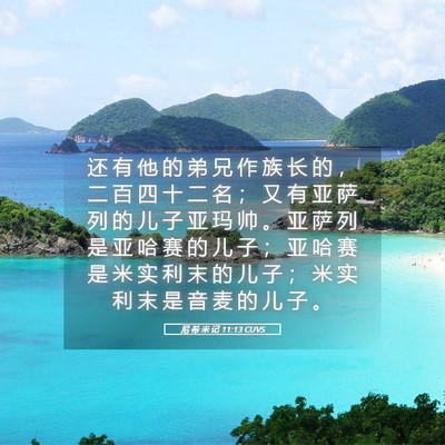 Picture 05 - 尼 希 米 记 11:13 CUVS - 还 有 他 的 弟 兄 作 族 长 的 ， 二 - Bible Verse Picture