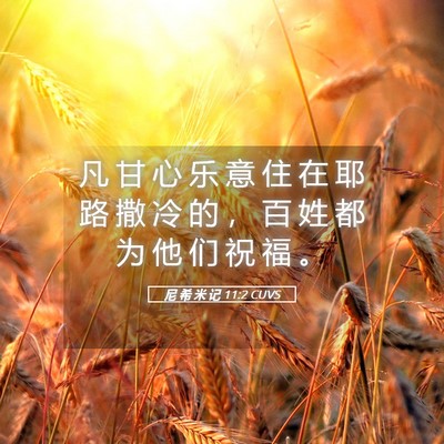 Picture 05 - 尼 希 米 记 11:2 CUVS - 凡 甘 心 乐 意 住 在 耶 路 撒 冷 的 - Bible Verse Picture
