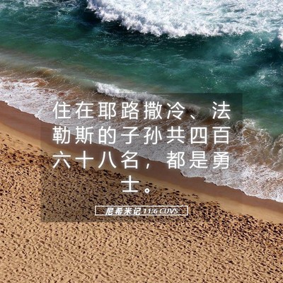 Picture 05 - 尼 希 米 记 11:6 CUVS - 住 在 耶 路 撒 冷 、 法 勒 斯 的 子 - Bible Verse Picture