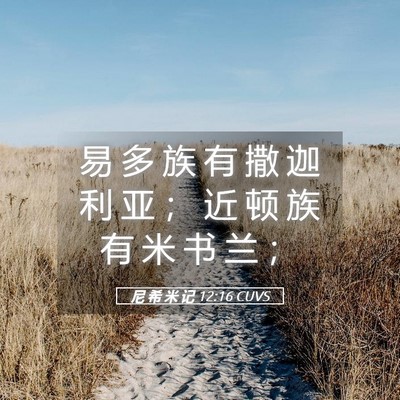 Picture 05 - 尼 希 米 记 12:16 CUVS - 易 多 族 有 撒 迦 利 亚 ； 近 顿 族 - Bible Verse Picture