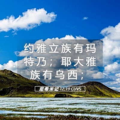 Picture 05 - 尼 希 米 记 12:19 CUVS - 约 雅 立 族 有 玛 特 乃 ； 耶 大 雅 - Bible Verse Picture