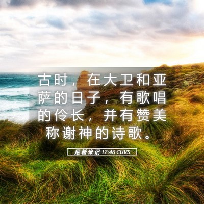 Picture 05 - 尼 希 米 记 12:46 CUVS - 古 时 ， 在 大 卫 和 亚 萨 的 日 子 - Bible Verse Picture