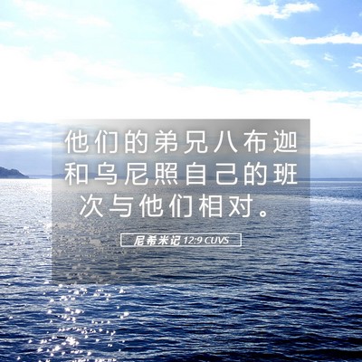 Picture 05 - 尼 希 米 记 12:9 CUVS - 他 们 的 弟 兄 八 布 迦 和 乌 尼 照 - Bible Verse Picture