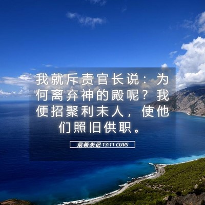 Picture 05 - 尼 希 米 记 13:11 CUVS - 我 就 斥 责 官 长 说 ： 为 何 离 弃 - Bible Verse Picture