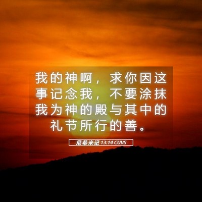 Picture 05 - 尼 希 米 记 13:14 CUVS - 我 的 神 啊 ， 求 你 因 这 事 记 念 - Bible Verse Picture