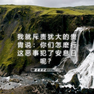 Picture 05 - 尼 希 米 记 13:17 CUVS - 我 就 斥 责 犹 大 的 贵 胄 说 ： 你 - Bible Verse Picture
