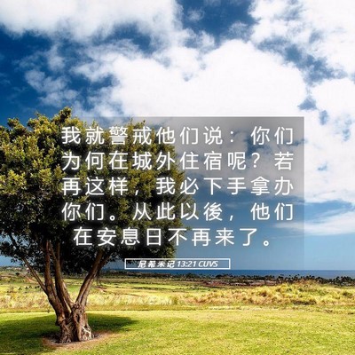 Picture 05 - 尼 希 米 记 13:21 CUVS - 我 就 警 戒 他 们 说 ： 你 们 为 何 - Bible Verse Picture