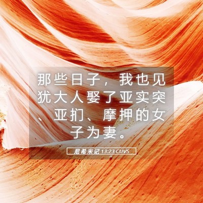Picture 05 - 尼 希 米 记 13:23 CUVS - 那 些 日 子 ， 我 也 见 犹 大 人 娶 - Bible Verse Picture