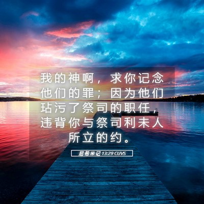 Picture 05 - 尼 希 米 记 13:29 CUVS - 我 的 神 啊 ， 求 你 记 念 他 们 的 - Bible Verse Picture