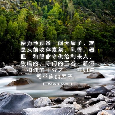 Picture 05 - 尼 希 米 记 13:5 CUVS - 便 为 他 预 备 一 间 大 屋 子 ， 就 - Bible Verse Picture