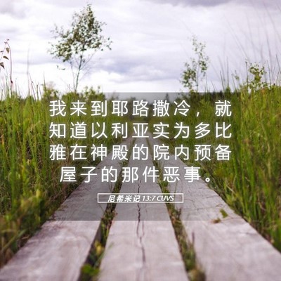 Picture 05 - 尼 希 米 记 13:7 CUVS - 我 来 到 耶 路 撒 冷 ， 就 知 道 以 - Bible Verse Picture
