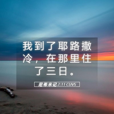 Picture 05 - 尼 希 米 记 2:11 CUVS - 我 到 了 耶 路 撒 冷 ， 在 那 里 住 - Bible Verse Picture