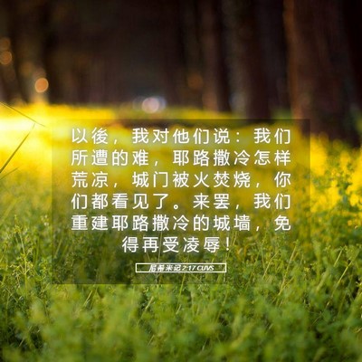 Picture 05 - 尼 希 米 记 2:17 CUVS - 以 後 ， 我 对 他 们 说 ： 我 们 所 - Bible Verse Picture