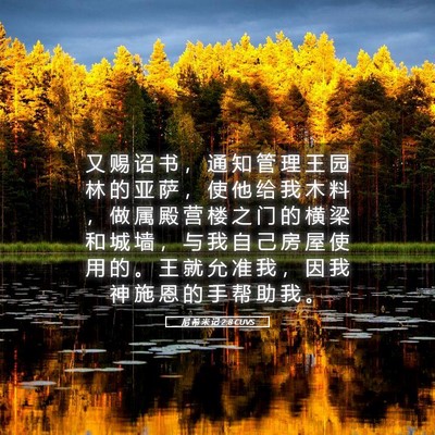 Picture 05 - 尼 希 米 记 2:8 CUVS - 又 赐 诏 书 ， 通 知 管 理 王 园 林 - Bible Verse Picture