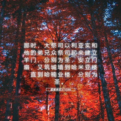 Picture 05 - 尼 希 米 记 3:1 CUVS - 那 时 ， 大 祭 司 以 利 亚 实 和 他 - Bible Verse Picture