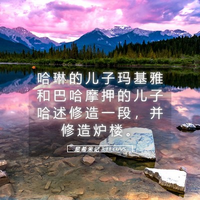 Picture 05 - 尼 希 米 记 3:11 CUVS - 哈 琳 的 儿 子 玛 基 雅 和 巴 哈 摩 - Bible Verse Picture