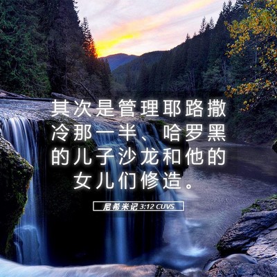 Picture 05 - 尼 希 米 记 3:12 CUVS - 其 次 是 管 理 耶 路 撒 冷 那 一 半 - Bible Verse Picture