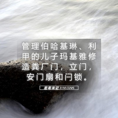 Picture 05 - 尼 希 米 记 3:14 CUVS - 管 理 伯 哈 基 琳 、 利 甲 的 儿 子 - Bible Verse Picture