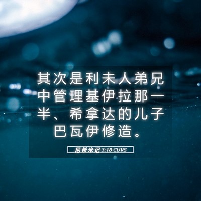 Picture 05 - 尼 希 米 记 3:18 CUVS - 其 次 是 利 未 人 弟 兄 中 管 理 基 - Bible Verse Picture