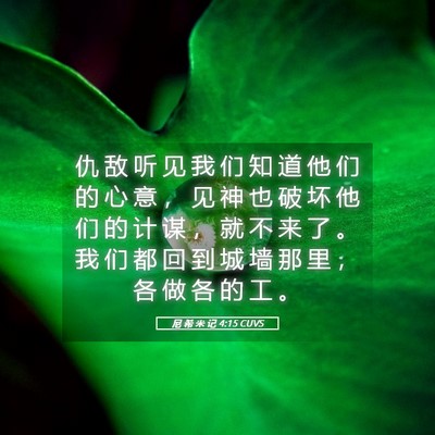 Picture 05 - 尼 希 米 记 4:15 CUVS - 仇 敌 听 见 我 们 知 道 他 们 的 心 - Bible Verse Picture