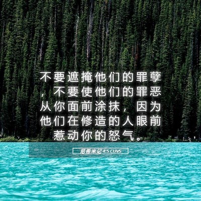 Picture 05 - 尼 希 米 记 4:5 CUVS - 不 要 遮 掩 他 们 的 罪 孽 ， 不 要 - Bible Verse Picture