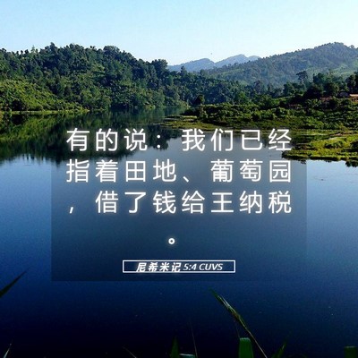 Picture 05 - 尼 希 米 记 5:4 CUVS - 有 的 说 ： 我 们 已 经 指 着 田 地 - Bible Verse Picture