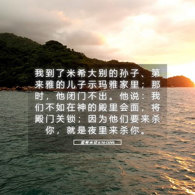 Picture 05 - 尼 希 米 记 6:10 CUVS - 我 到 了 米 希 大 别 的 孙 子 、 第 - Bible Verse Picture