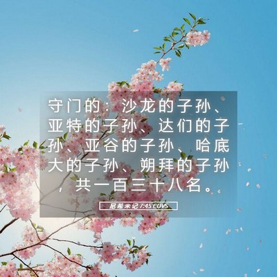 Picture 05 - 尼 希 米 记 7:45 CUVS - 守 门 的 ： 沙 龙 的 子 孙 、 亚 特 - Bible Verse Picture