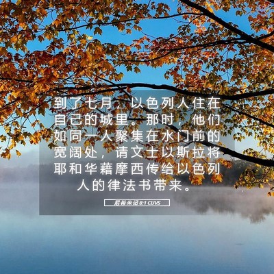Picture 05 - 尼 希 米 记 8:1 CUVS - 到 了 七 月 ， 以 色 列 人 住 在 自 - Bible Verse Picture
