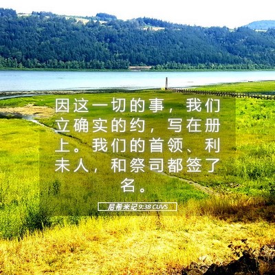 Picture 05 - 尼 希 米 记 9:38 CUVS - 因 这 一 切 的 事 ， 我 们 立 确 实 - Bible Verse Picture