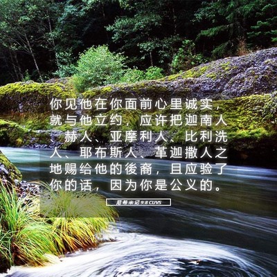 Picture 05 - 尼 希 米 记 9:8 CUVS - 你 见 他 在 你 面 前 心 里 诚 实 ， - Bible Verse Picture